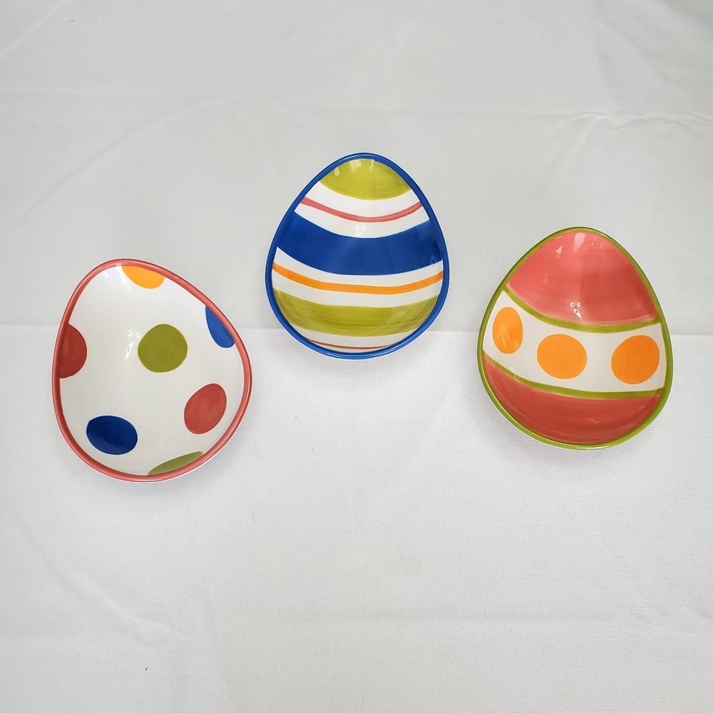 Vtg Home & Garden Party●Ceramic Stoneware Easter Egg Candy Dishes●Set‎ Of 3●NOS